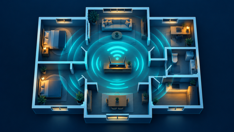 Router placed centrally in a home for stronger Wi-Fi coverage